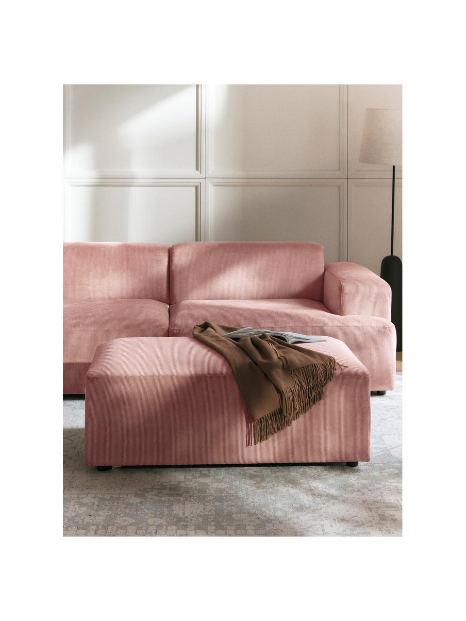 Pouf XL en velours côtelé Melva, larg. 116 x prof. 72 cm, Velours côtelé rose, larg. 116 x prof. 72 cm