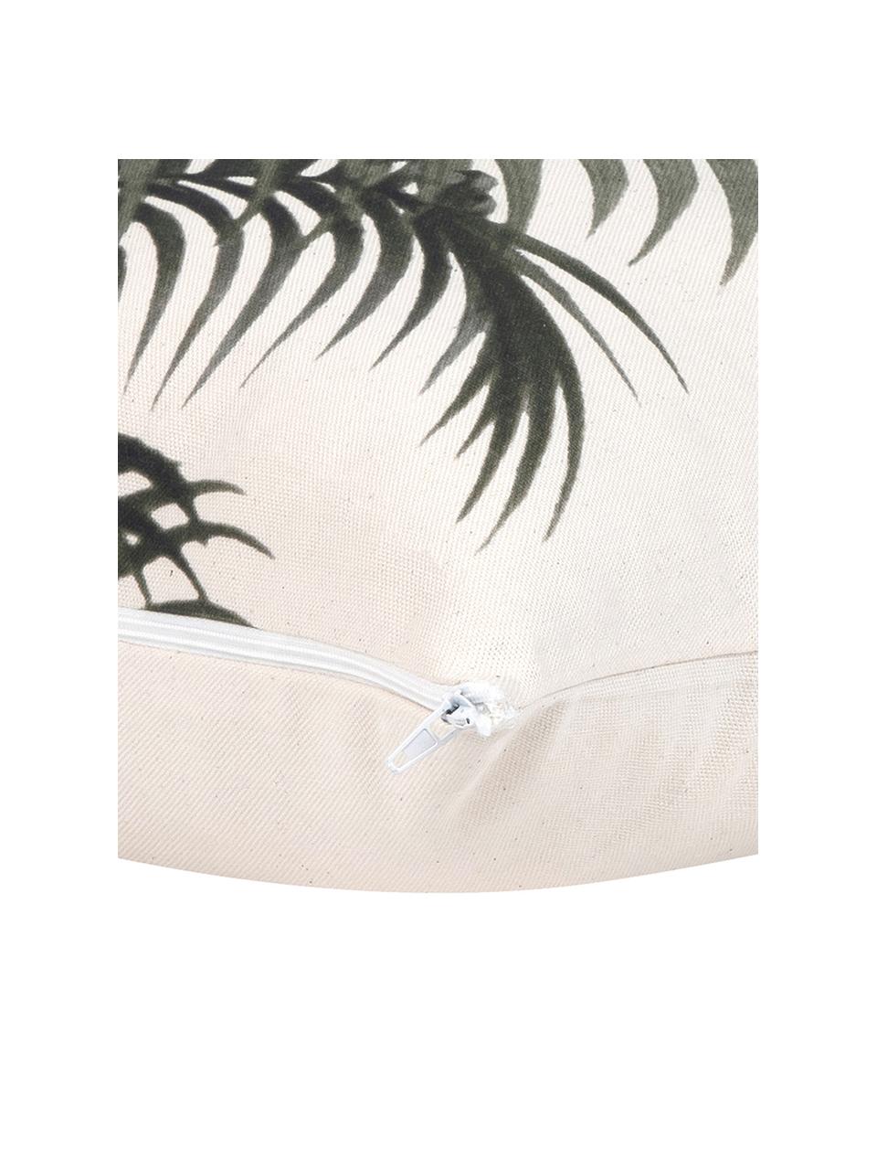 Kissenhülle Palmeira mit Palmenprint, 100% Baumwolle, Dunkelgrün, Beige, B 40 x L 40 cm