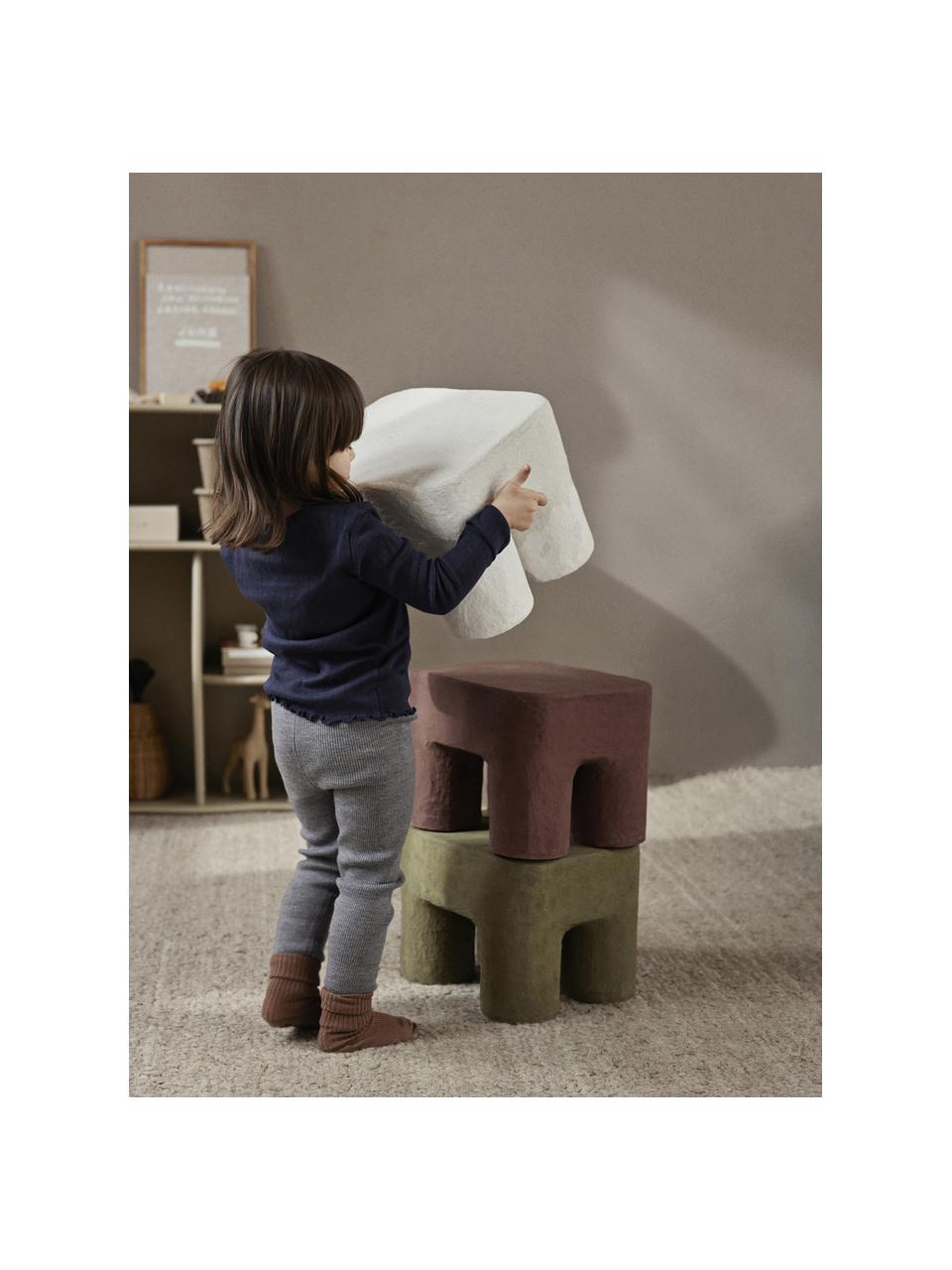 Handgefertigter Kinderhocker Podo, Karton, Post-Consumer-Baumwolle

Dieses Produkt wird aus nachhaltig gewonnenem, FSC®-zertifiziertem Holz gefertigt., Weiss, B 34 x H 25 cm