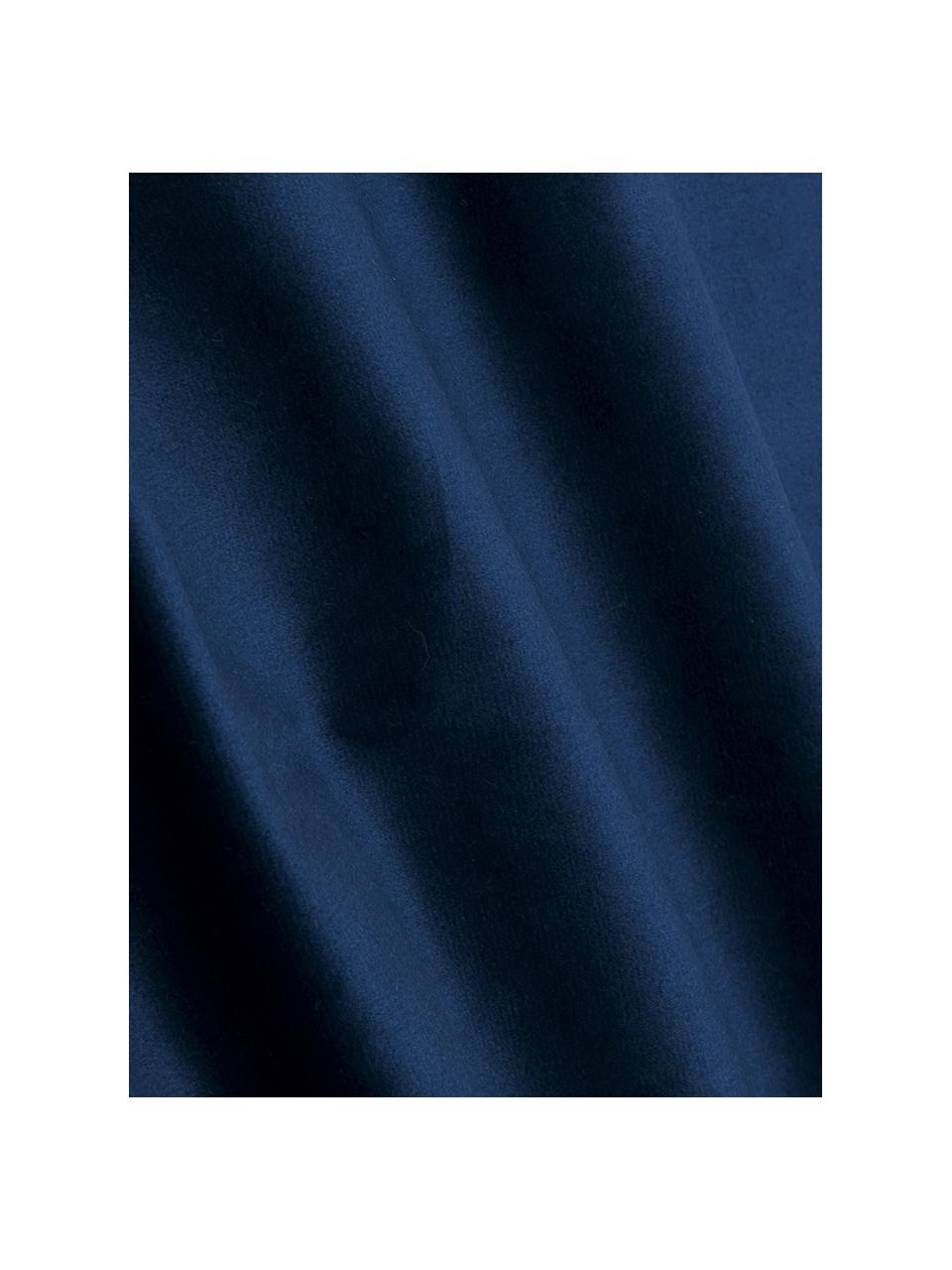 Funda de cojín bordada de terciopelo Nora, 100% terciopelo de poliéster, Azul marino, An 45 x L 45 cm