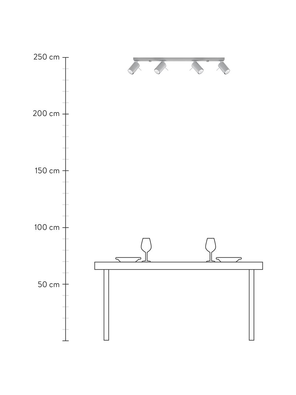 Deckenstrahler Etna in Grau, Baldachin: Stahl, lackiert, Grau, B 80 x H 15 cm