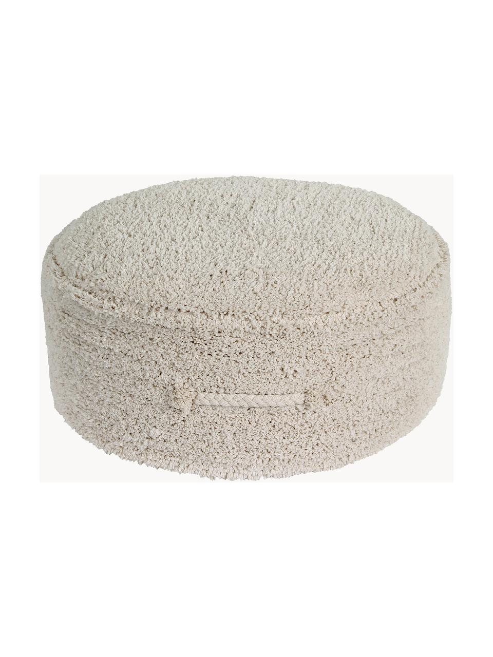 Handgefertigter Kinder-Pouf Chill, Bezug: 97 % Baumwolle, 3 % Kunst, Webstoff Hellbeige, Ø 50 x H 20 cm