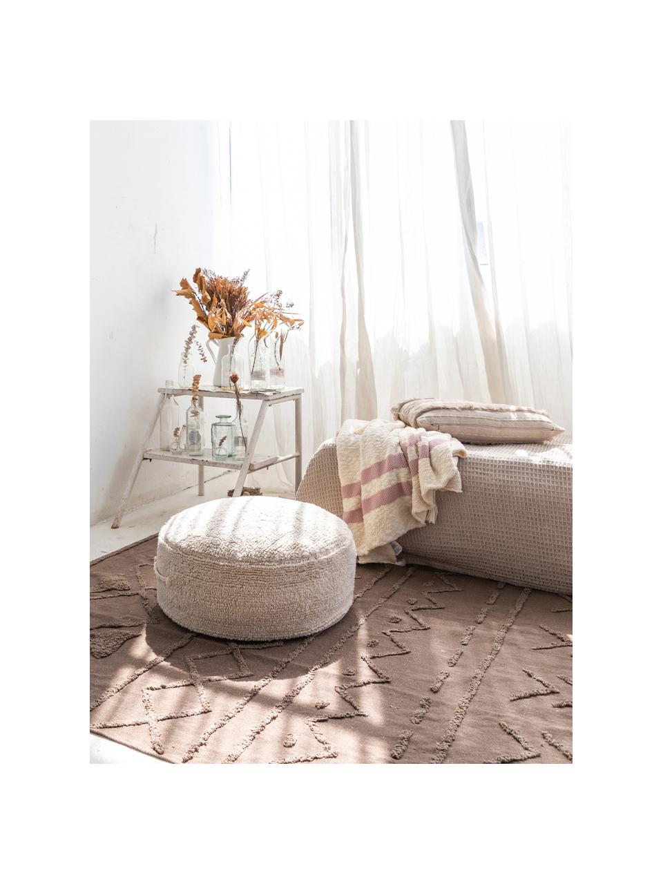 Handgefertigter Kinderpouf Chill, Bezug: 97 % Baumwolle, 3 % Kunst, Webstoff Hellbeige, Ø 50 x H 20 cm