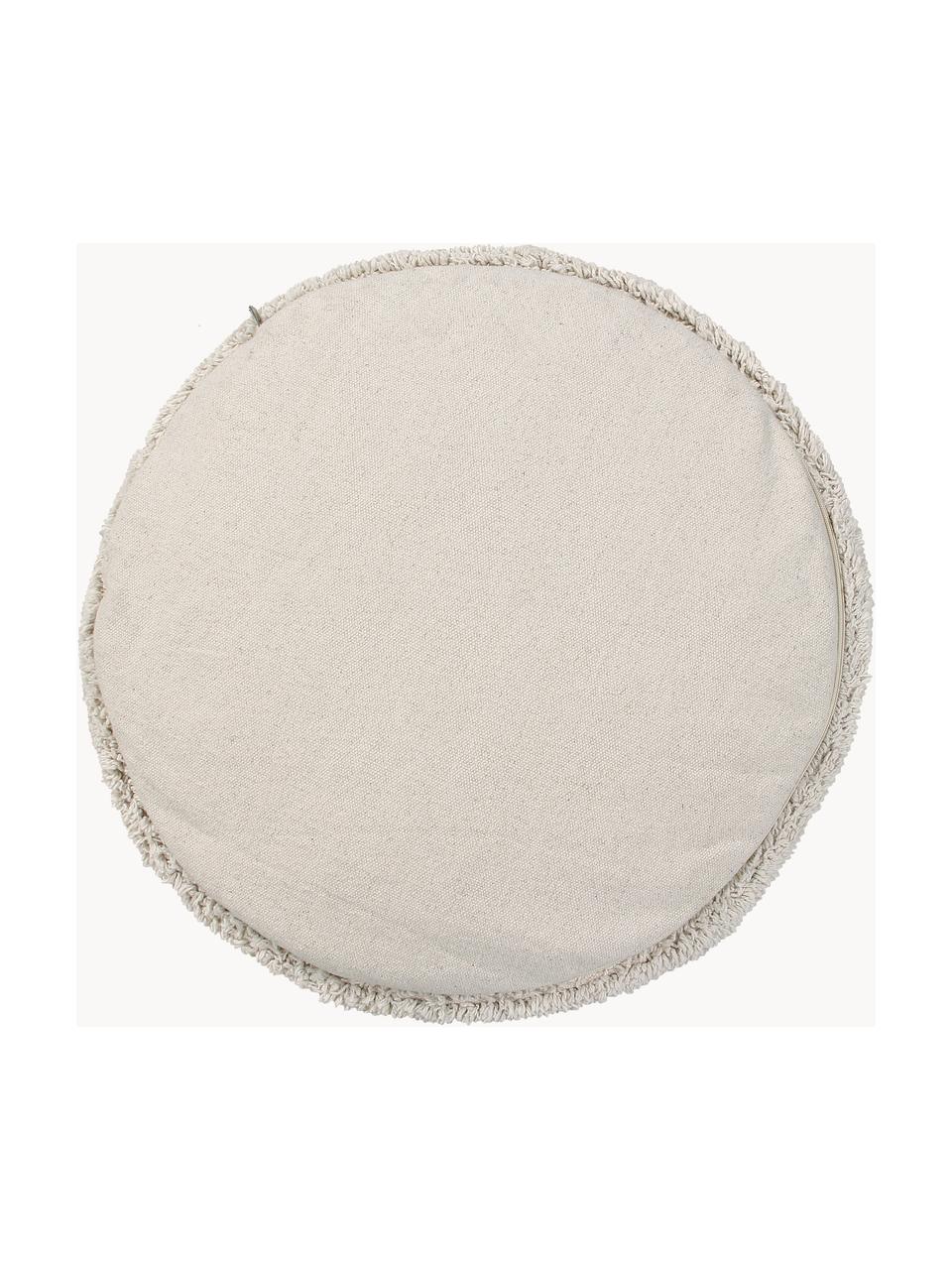 Puf infantil artesanal Chill, Tapizado: 97% algodón, 3% fibras si, Tejido beige claro, Ø 50 x Al 20 cm