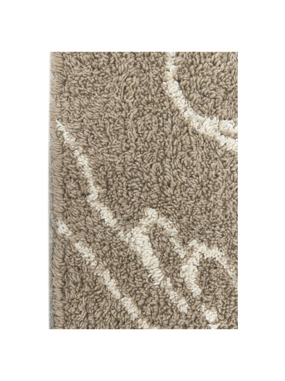 Alfombrilla de baño con flecos Lotus, 100% algodón, Beige, blanco, An 50 x L 70 cm