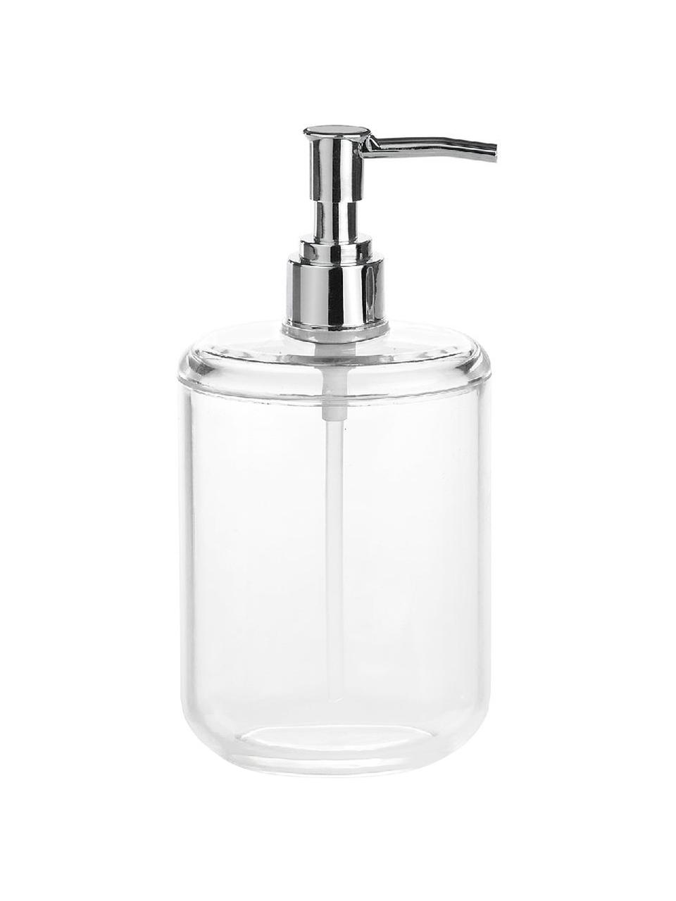 Dosificador de jabón Delan, Recipiente: acrílico, Dosificador: plástico, Transparente, cromo, Ø 7 x Al 19 cm