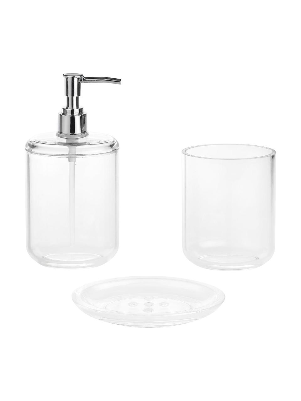 Distributeur de savon en verre acrylique Delan, Transparent, chrome