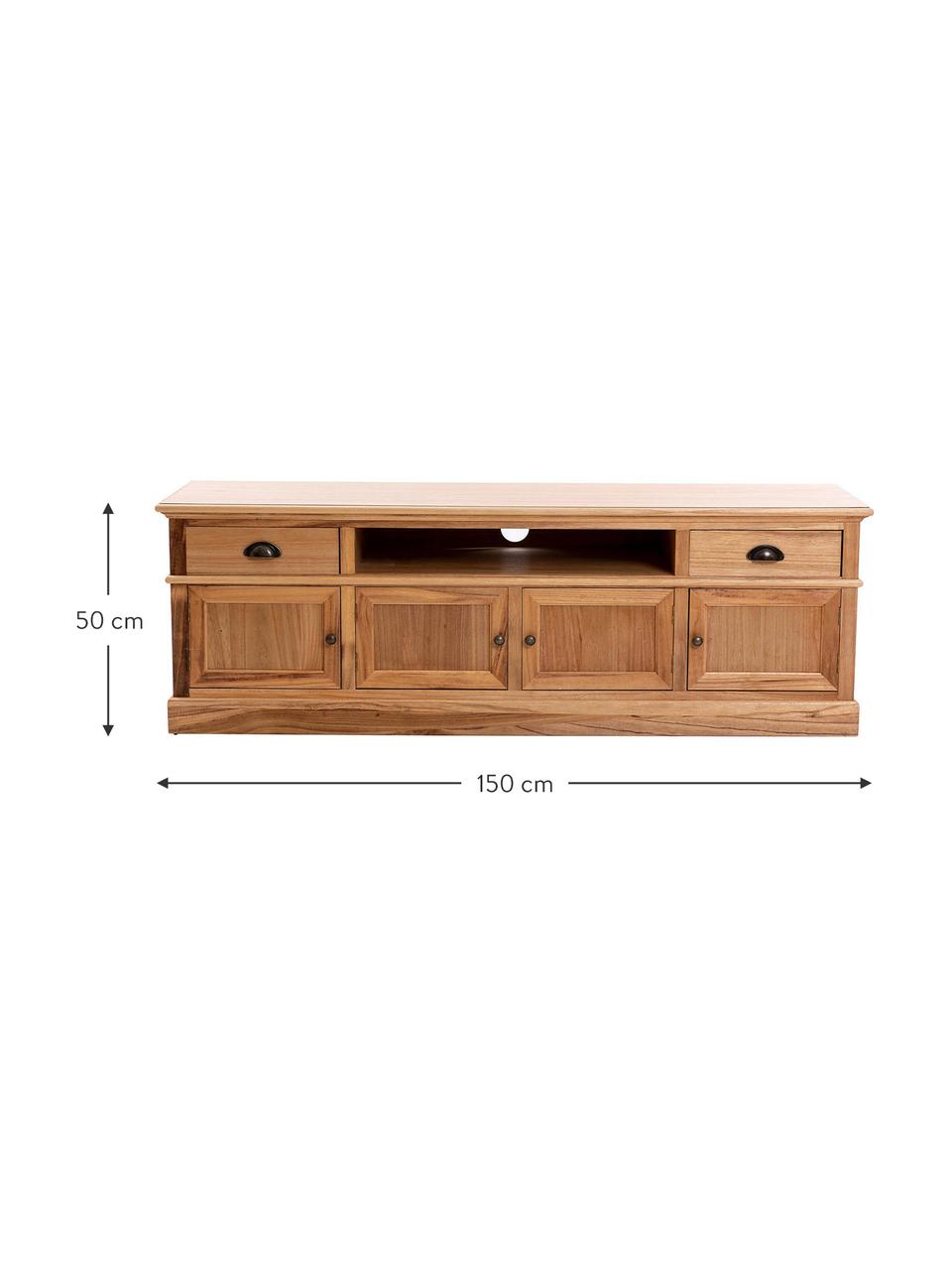 Mueble TV de madera Ross, Estructura: madera de paulownia, Marrón, An 150 x Al 50 cm