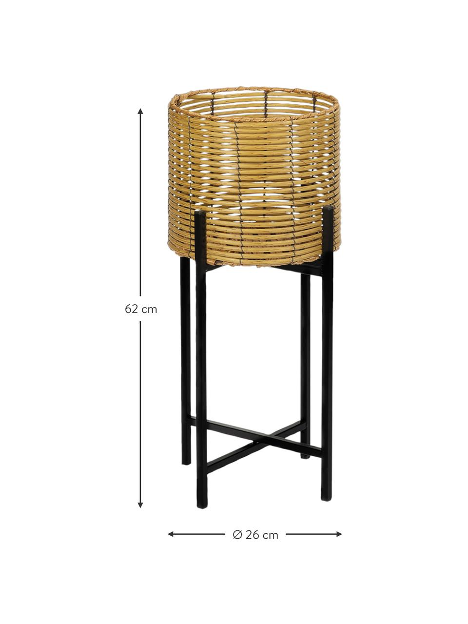 Übertopf Synthia aus Polyrattan mit Metall-Gestell, Übertopf: Polyrattan, Gestell: Metall, beschichtet, Braun, Schwarz, Ø 26 x H 62 cm