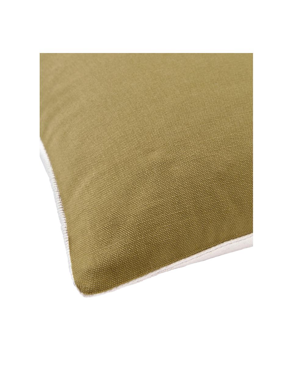 Funda de cojín de algodón bordado Maree, 100% algodón, Beige, verde, An 45 x L 45 cm