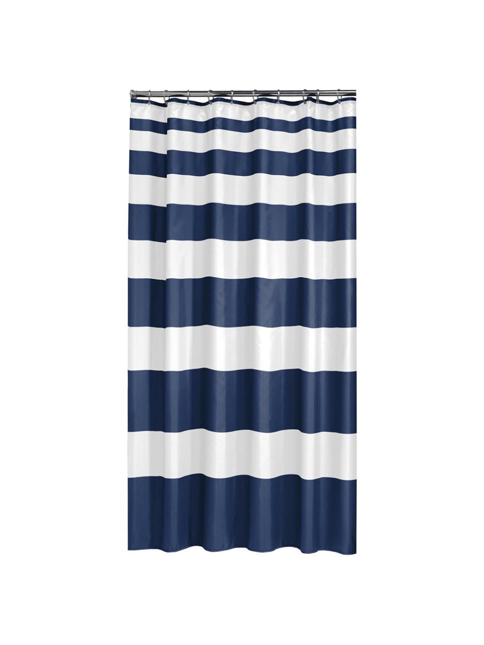 Douchegordijn Nautica met blokstrepen, 100% polyester
Waterafstotend, niet waterdicht, Blauw, wit, 180 x 200 cm