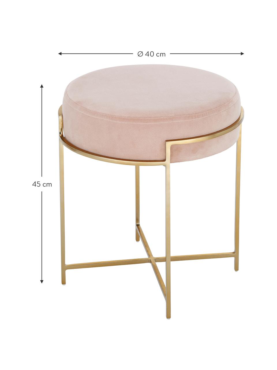 Sametová stolička Madeleine, Růžová, Ø 40 cm, V 50 cm
