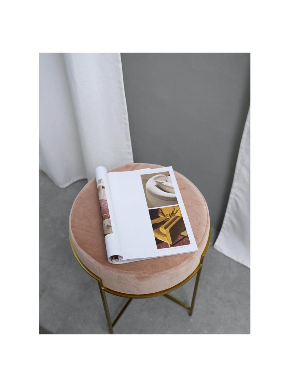 Sametová stolička Madeleine, Růžová, Ø 40 cm, V 50 cm