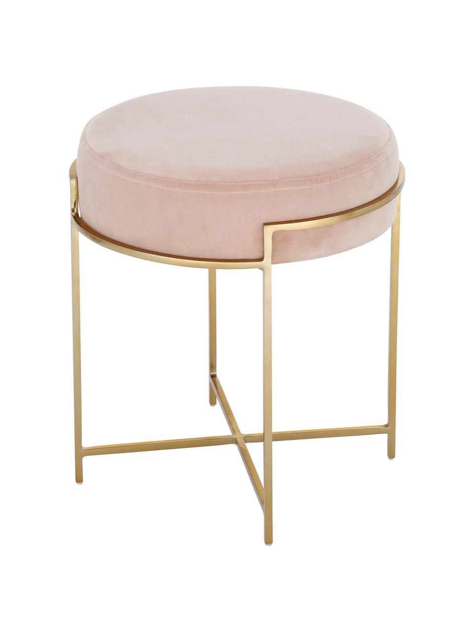 Sametová stolička Madeleine, Růžová, Ø 40 cm, V 50 cm