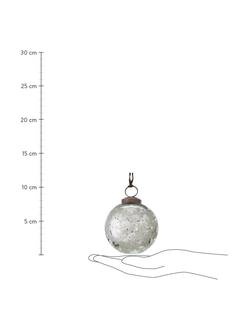 Kerstballen Astoini, 4 stuks, Zilverkleurig, Ø 8 cm