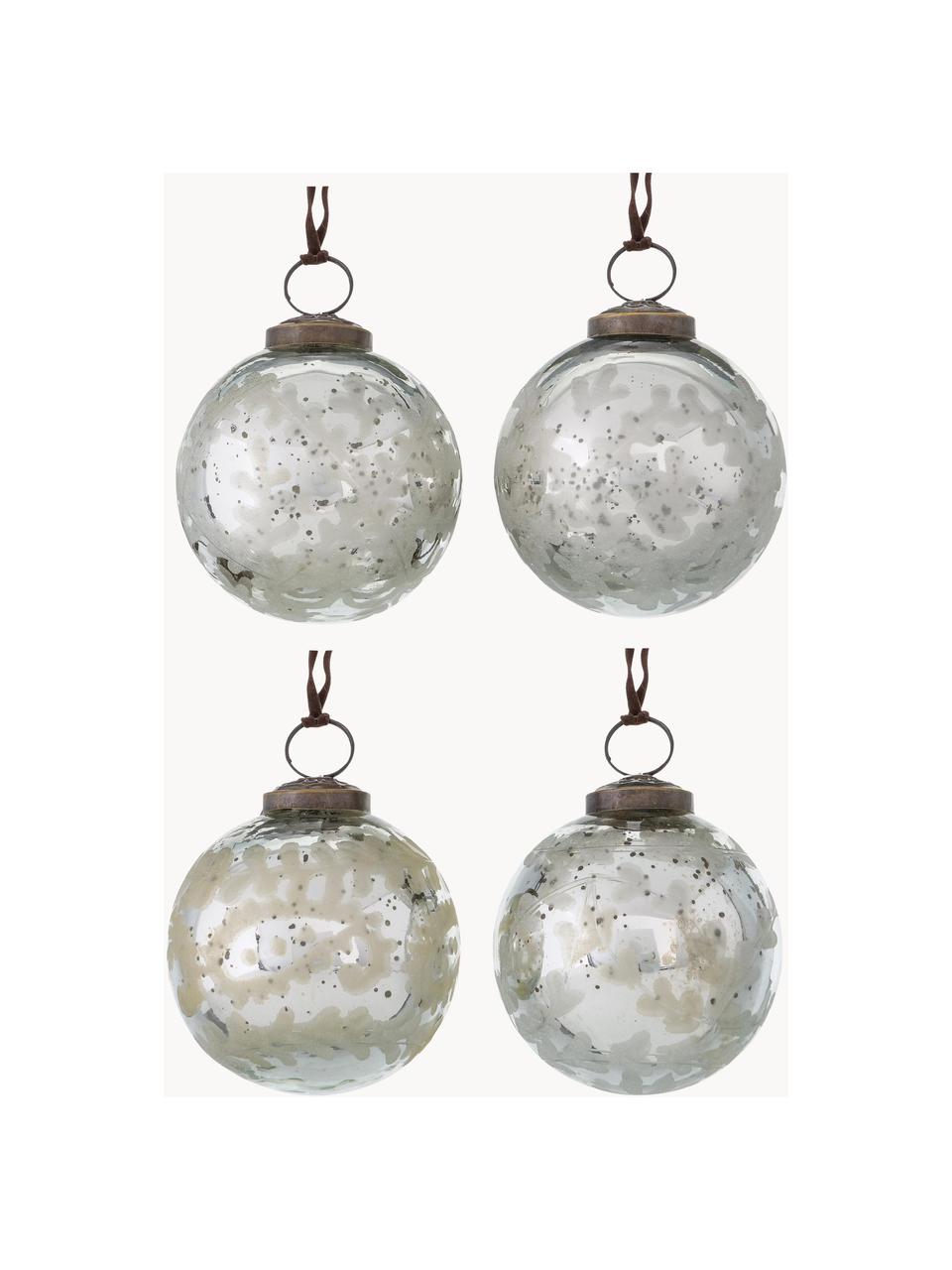 Kerstballen Astoini, 4 stuks, Zilverkleurig, Ø 8 cm