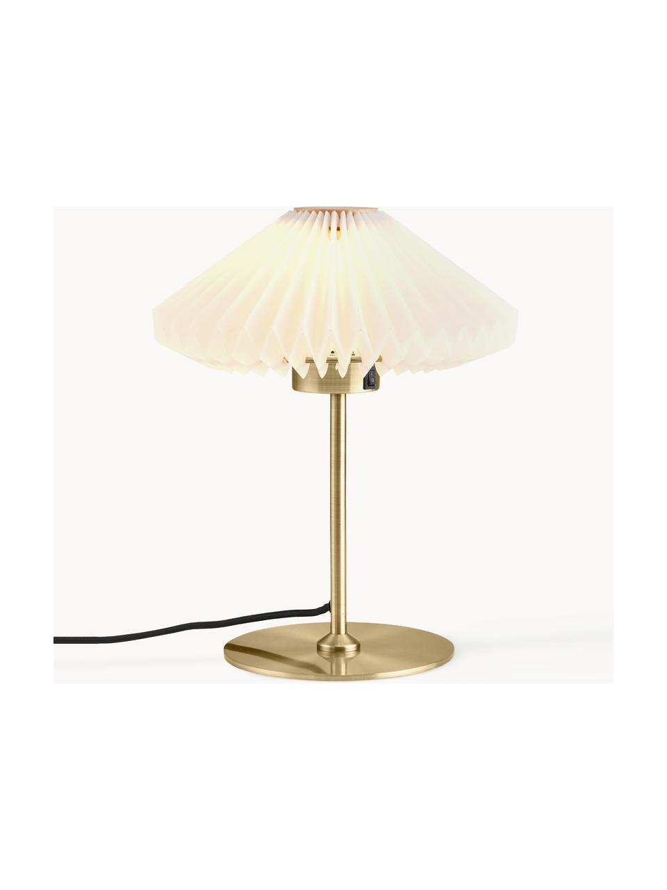 Kleine Tischlampe Paris, Lampenschirm: Kunstfaser, Weiß, Goldfarben, Ø 24 x H 32 cm