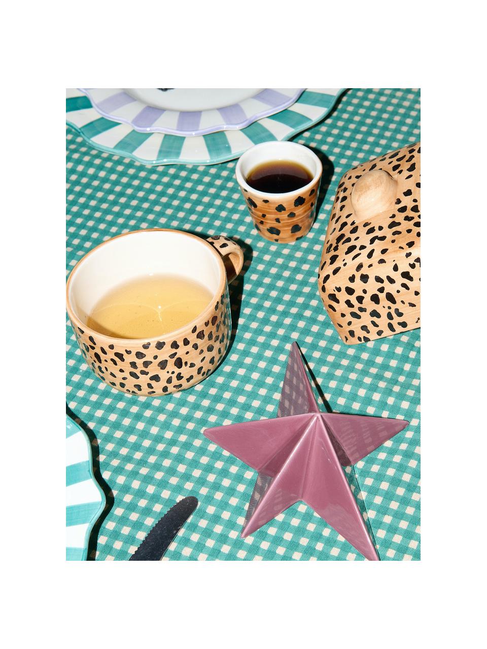 Handbemalte Tasse Leopard, Steingut, Hellbraun, Schwarz, Ø 10 x H 7 cm, 300 ml