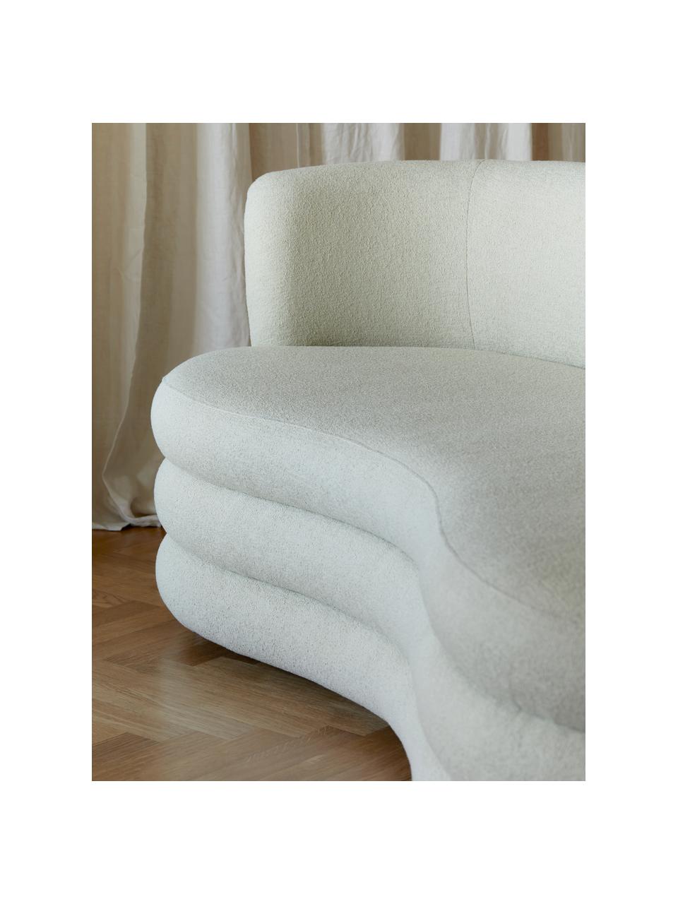 Designer bouclé bank Solomon (3-zits), Bekleding: 100% polyester, Frame: massief sparrenhout, FSC-, Poten: kunststof, Bouclé lichtbeige, B 193 x D 92 cm