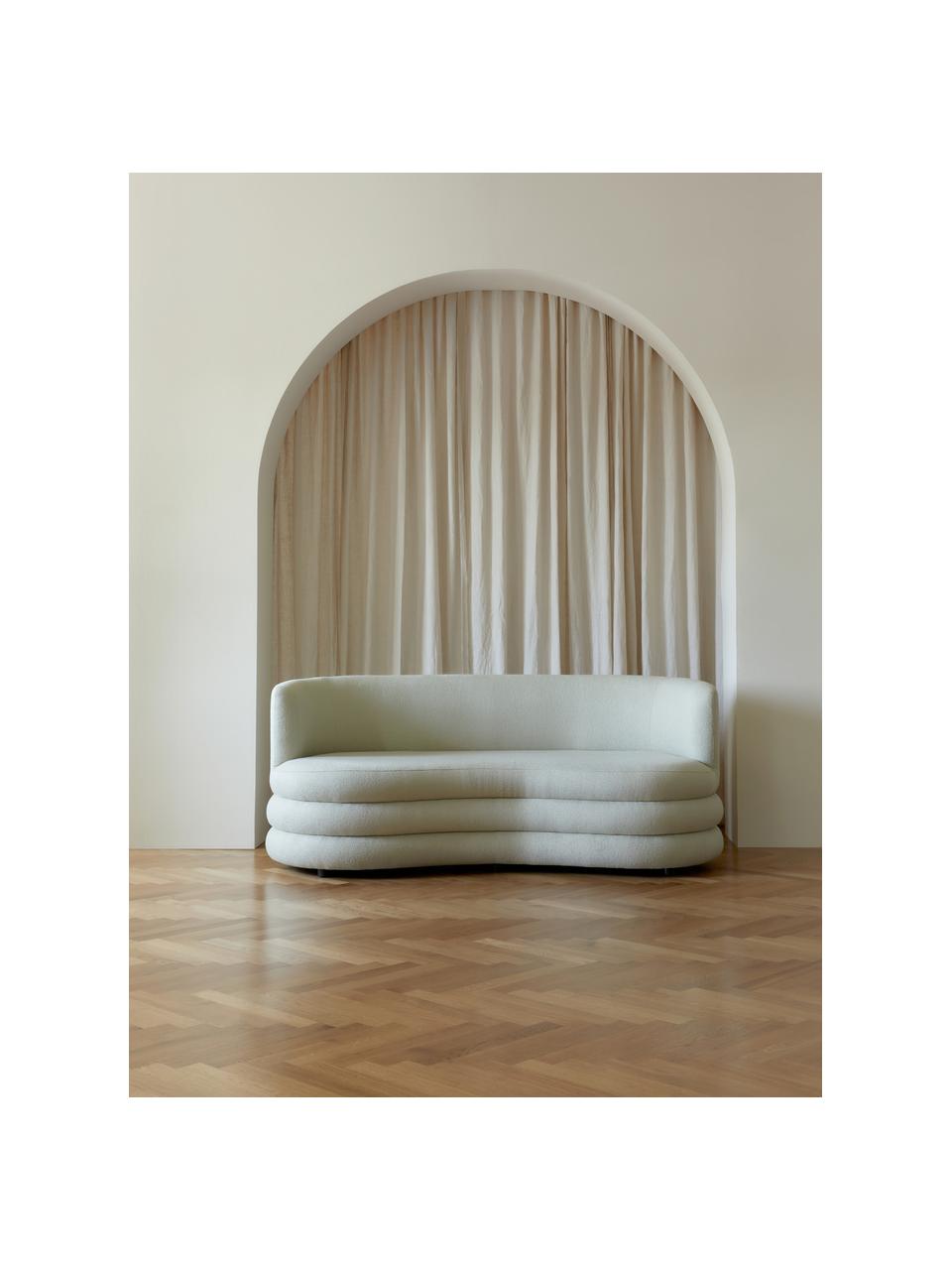 Divano di design 3 posti in bouclé Solomon, Rivestimento: 100% poliestere 35.000 ci, Struttura: legno di abete massiccio,, Piedini: plastica Questo prodotto , Bouclé crema, Larg. 193 x Prof. 92 cm