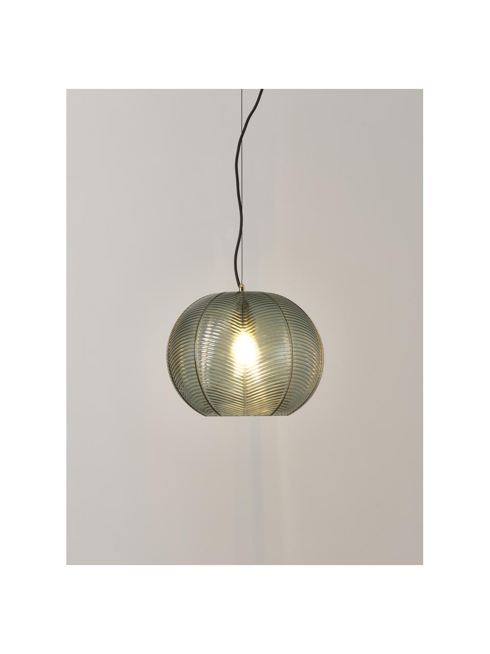 Hanglamp Brice van getint glas, Lampenkap: glas, Baldakijn: gepoedercoat metaal, Groen, transparant, Ø 8 x H 90 cm