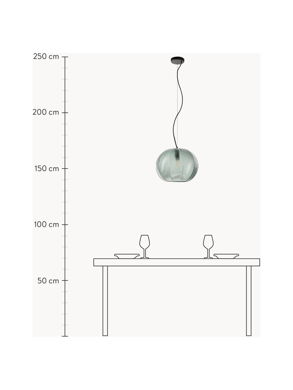 Pendelleuchte Brice aus getöntem Glas, Lampenschirm: Glas, Baldachin: Metall, pulverbeschichtet, Mintgrün, transparent, Ø 38 cm