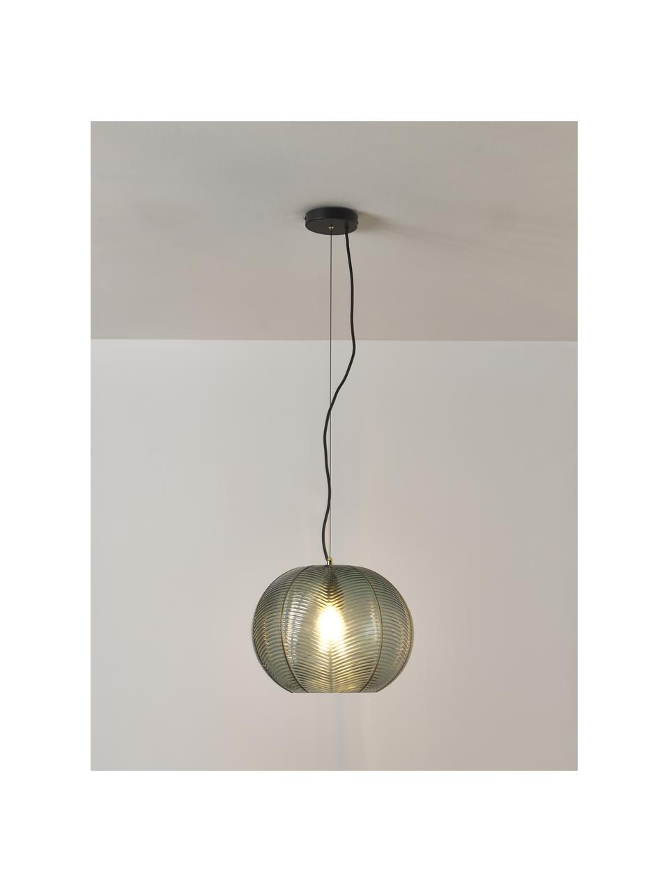 Lampa wisząca ze szkła dymionego Brice, Miętowy zielony, transparentny, Ø 38 cm