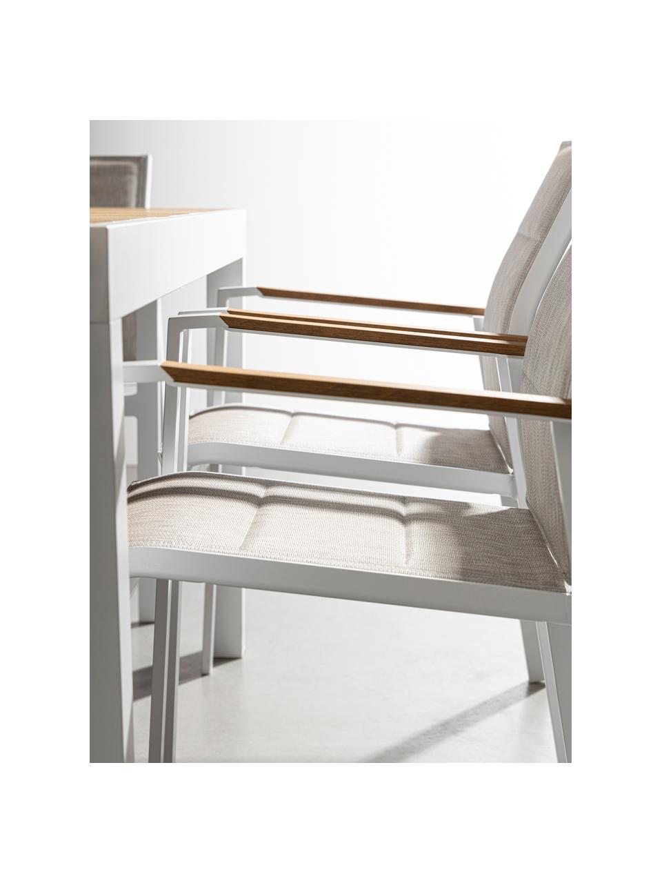Zahradní židle s područkami Kubik, Greige, bílá, Š 57 cm, H 62 cm