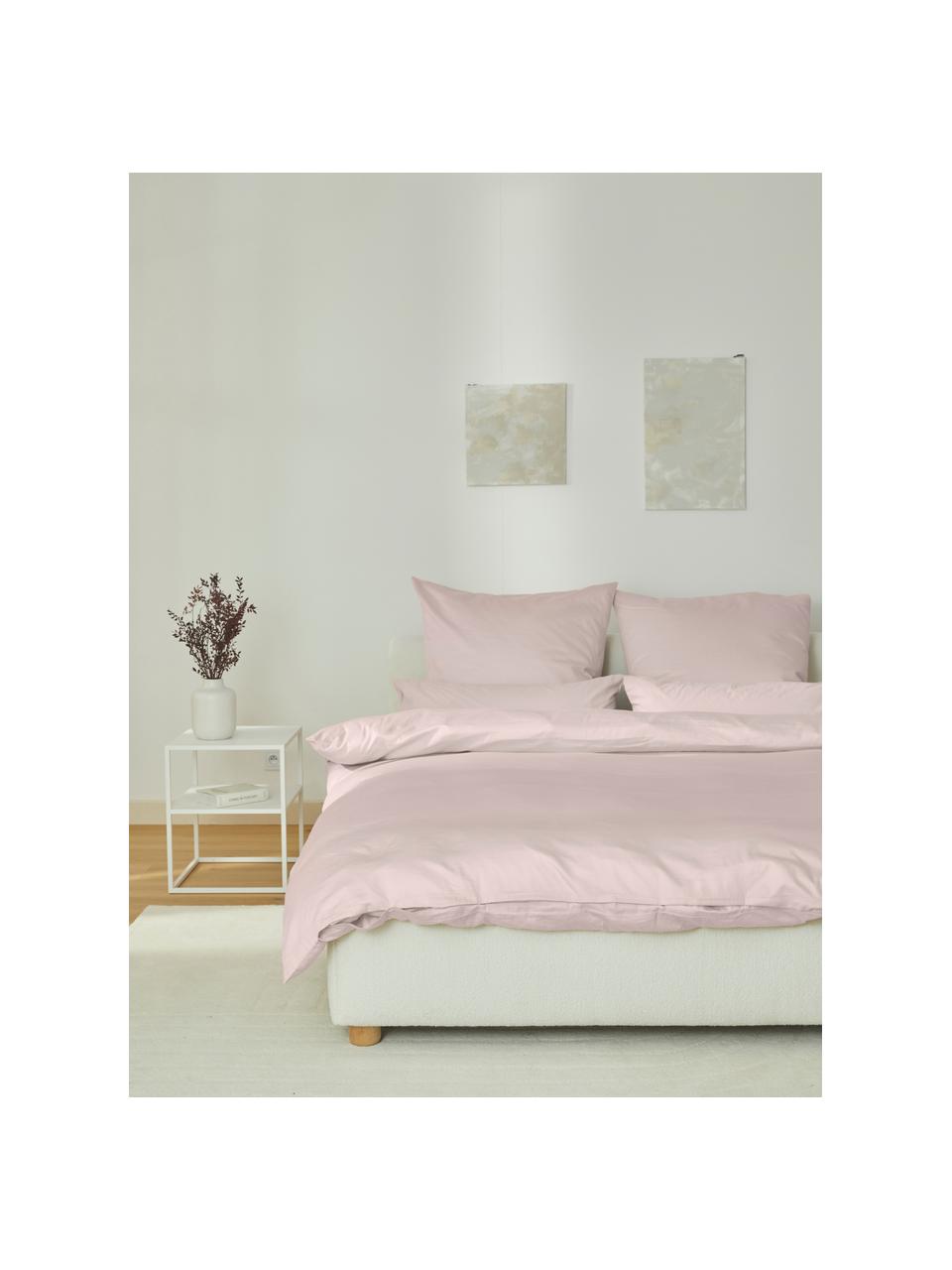 Pościel z perkalu Elsie, Blady różowy, 200 x 200 cm + 2 poduszki 80 x 80 cm