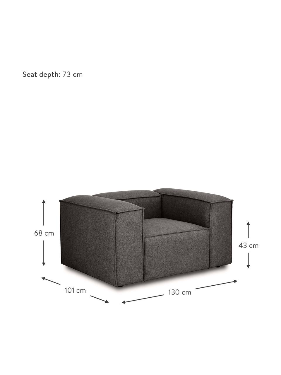 Sessel Lennon, Bezug: 100 % Polyester Der strap, Gestell: Massives Kiefernholz FSC-, Beine: Kunststoff, Webstoff Anthrazit, B 130 x T 101 cm