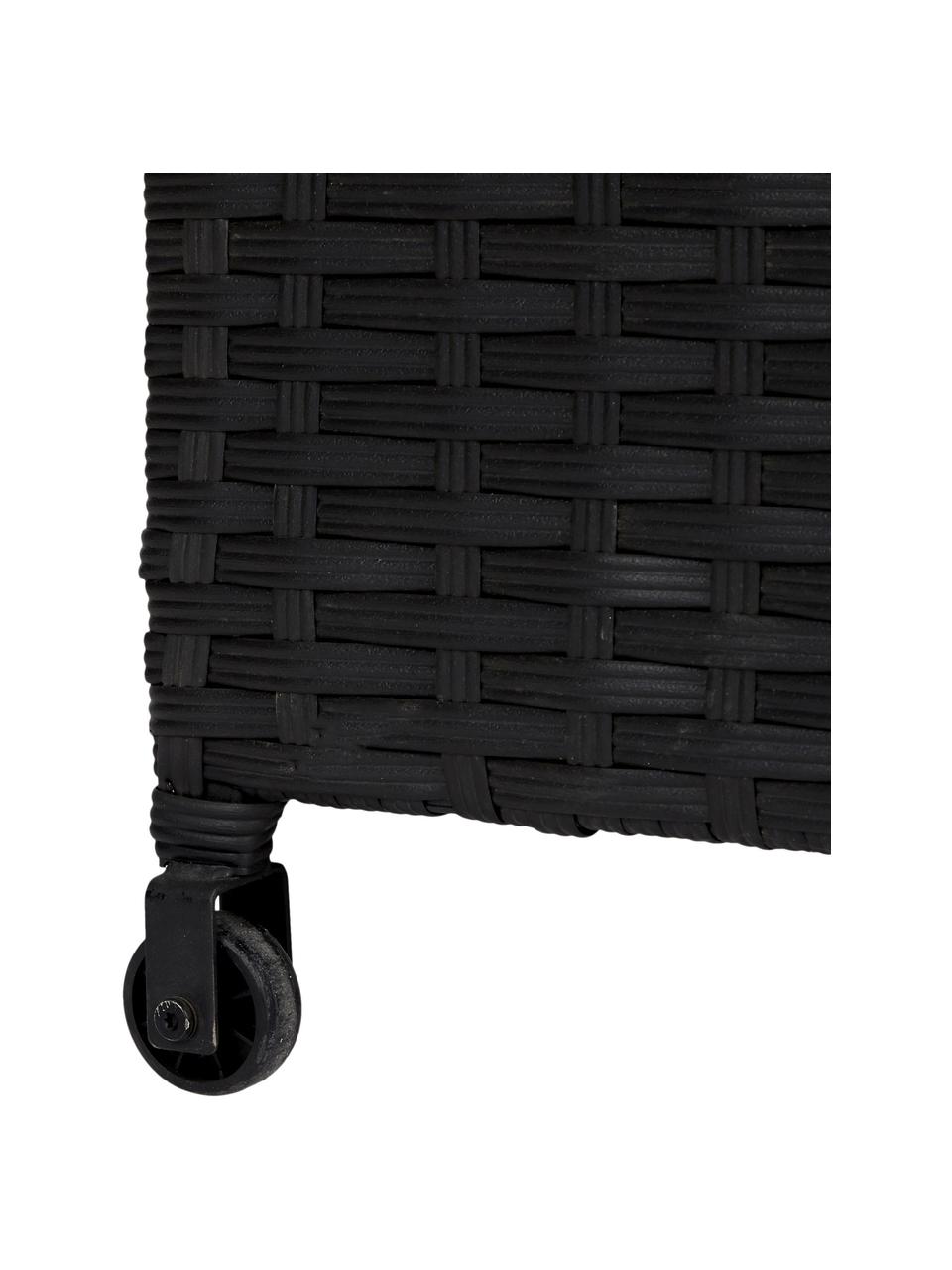 Boîte de rangement à roulettes pour jardin Tullus, Rotin, plastique, Noir, larg. 133 x prof. 54 cm