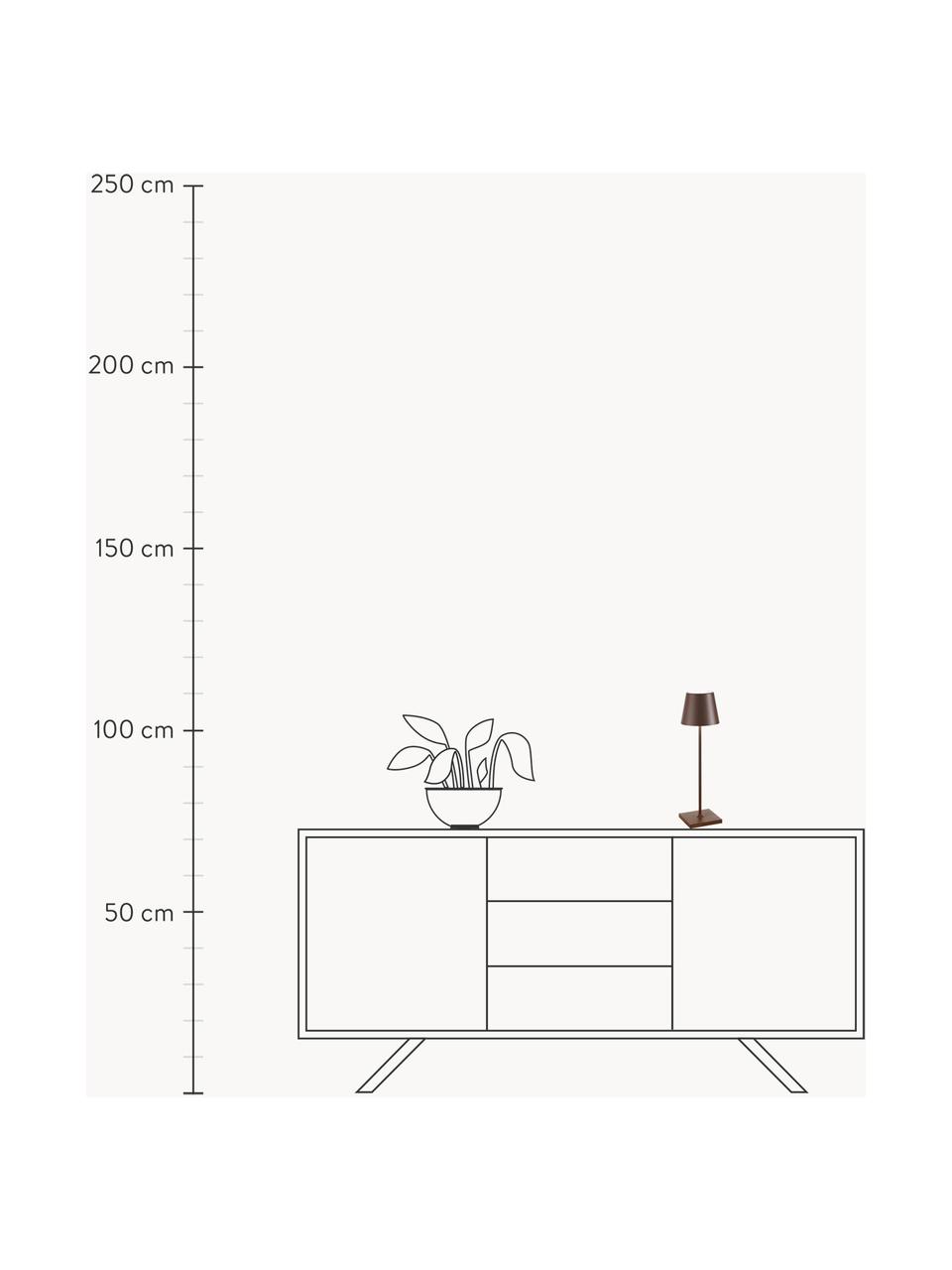 Lampada da tavolo portatile a LED con luce regolabile Poldina, Lampada: alluminio rivestito, Marrone scuro opaco, Ø 7 x Alt. 27 cm