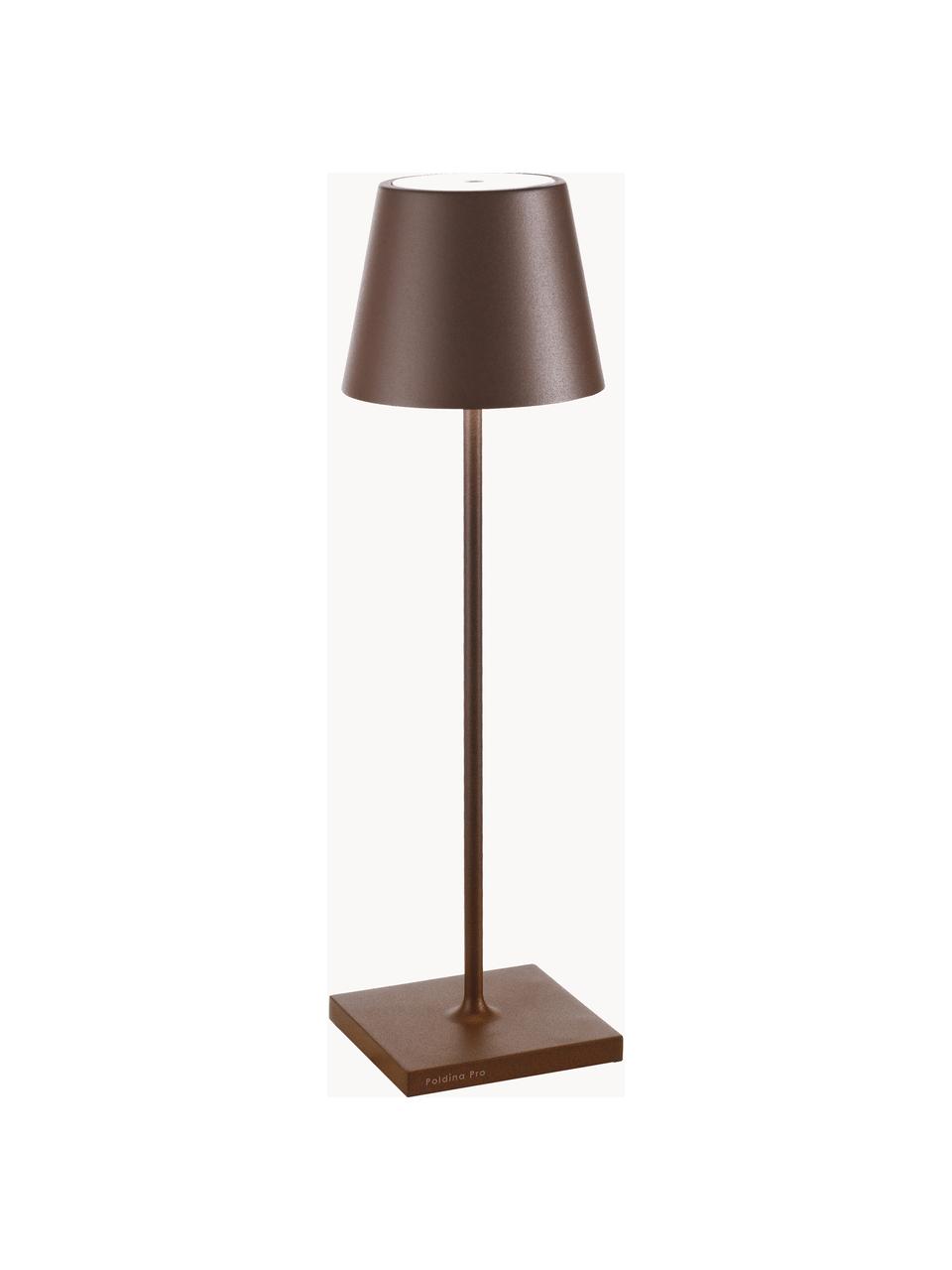 Lampa stołowa LED z funkcją przyciemniania Poldina, Ciemny brązowy, matowy, Ø 7 x W 27 cm