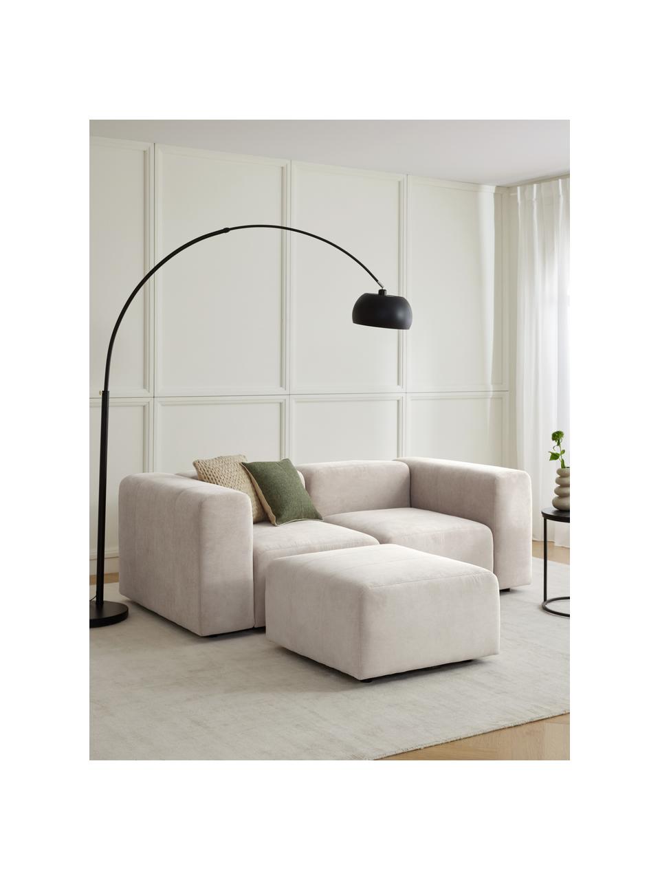 Modulaire bank Lena (3-zits) met kruk, Bekleding: geweven stof (88% polyest, Frame: grenenhout, multiplex, ha, Poten: kunststof, Geweven stof crèmewit, B 209 x D 181 cm