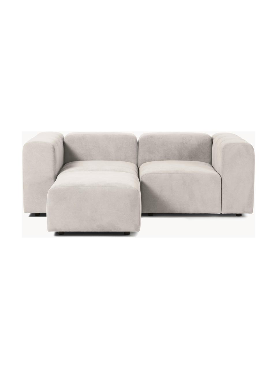 Modulares Sofa Lena (3-Sitzer) mit Hocker, Bezug: Webstoff (88% Polyester, , Gestell: Kiefernholz, Schichtholz,, Webstoff Cremeweiss, B 209 x T 181 cm