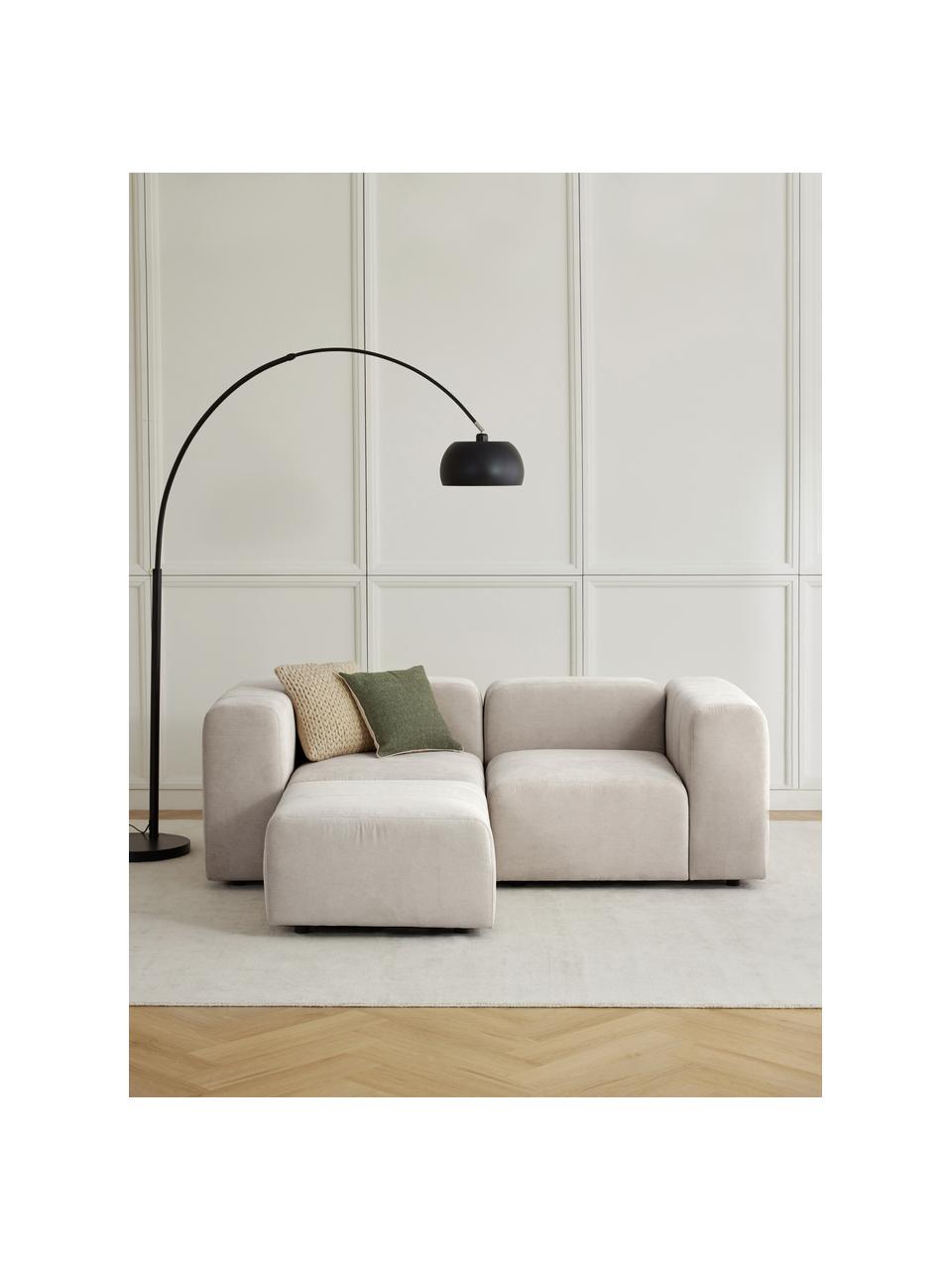 Modulares Sofa Lena (3-Sitzer) mit Hocker, Bezug: Webstoff (88% Polyester, , Gestell: Kiefernholz, Schichtholz,, Füße: Kunststoff, Webstoff Cremeweiß, B 209 x T 181 cm