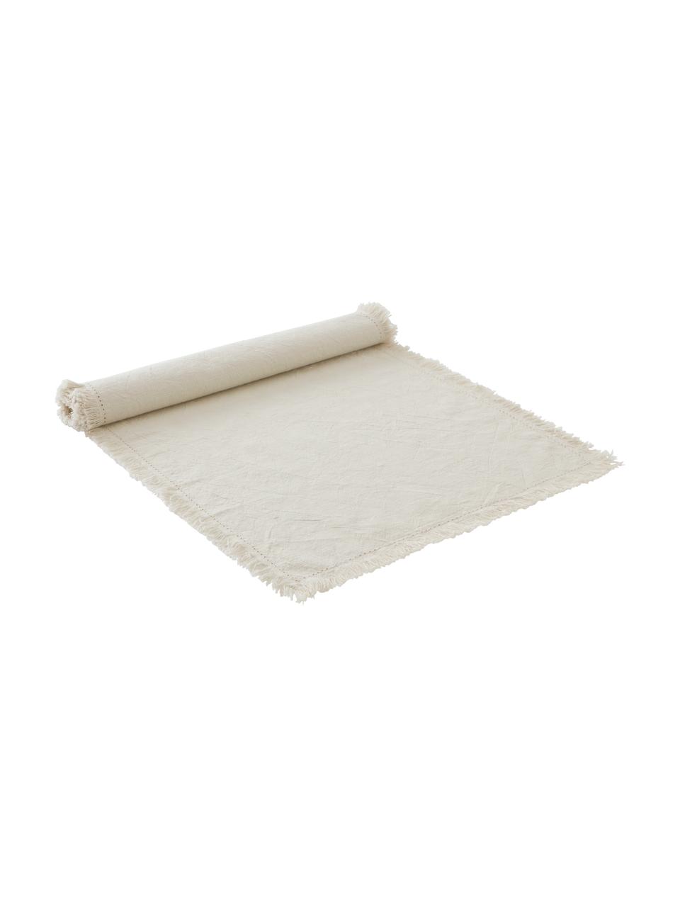 Katoenen tafelloper Hilma met franjes, 100% katoen, Beige, B 40 x L 140 cm