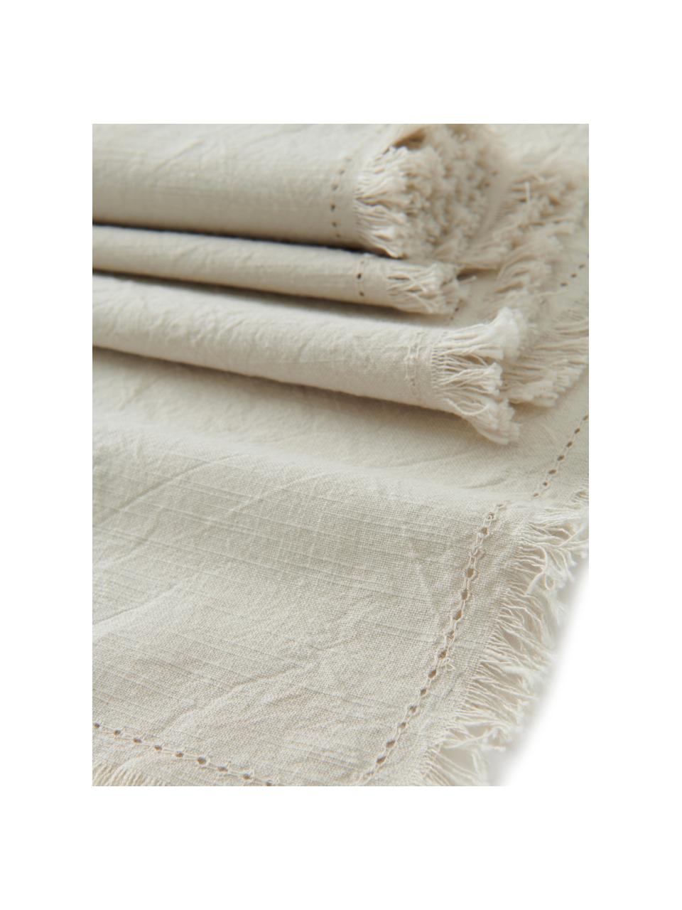 Baumwoll-Tischläufer Hilma mit Fransen, 100% Baumwolle, Beige, B 40 x L 140 cm