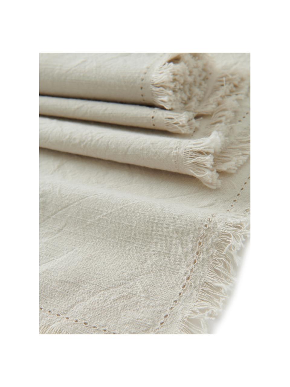 Camino de mesa con flecos Hilma, 100% algodón, Gris pardo, An 40 x L 140 cm
