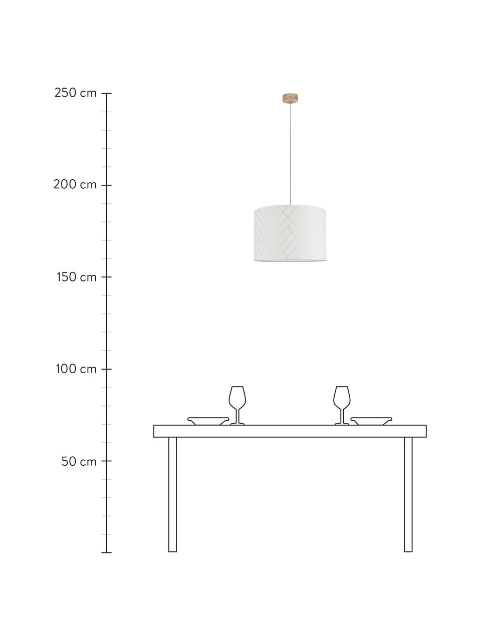 Lampada a sospensione con motivo a scaglie di pesce Punto, Paralume: carta, Baldacchino: legno di quercia, oliato, Bianco, argentato, Ø 40 x Alt. 24 cm