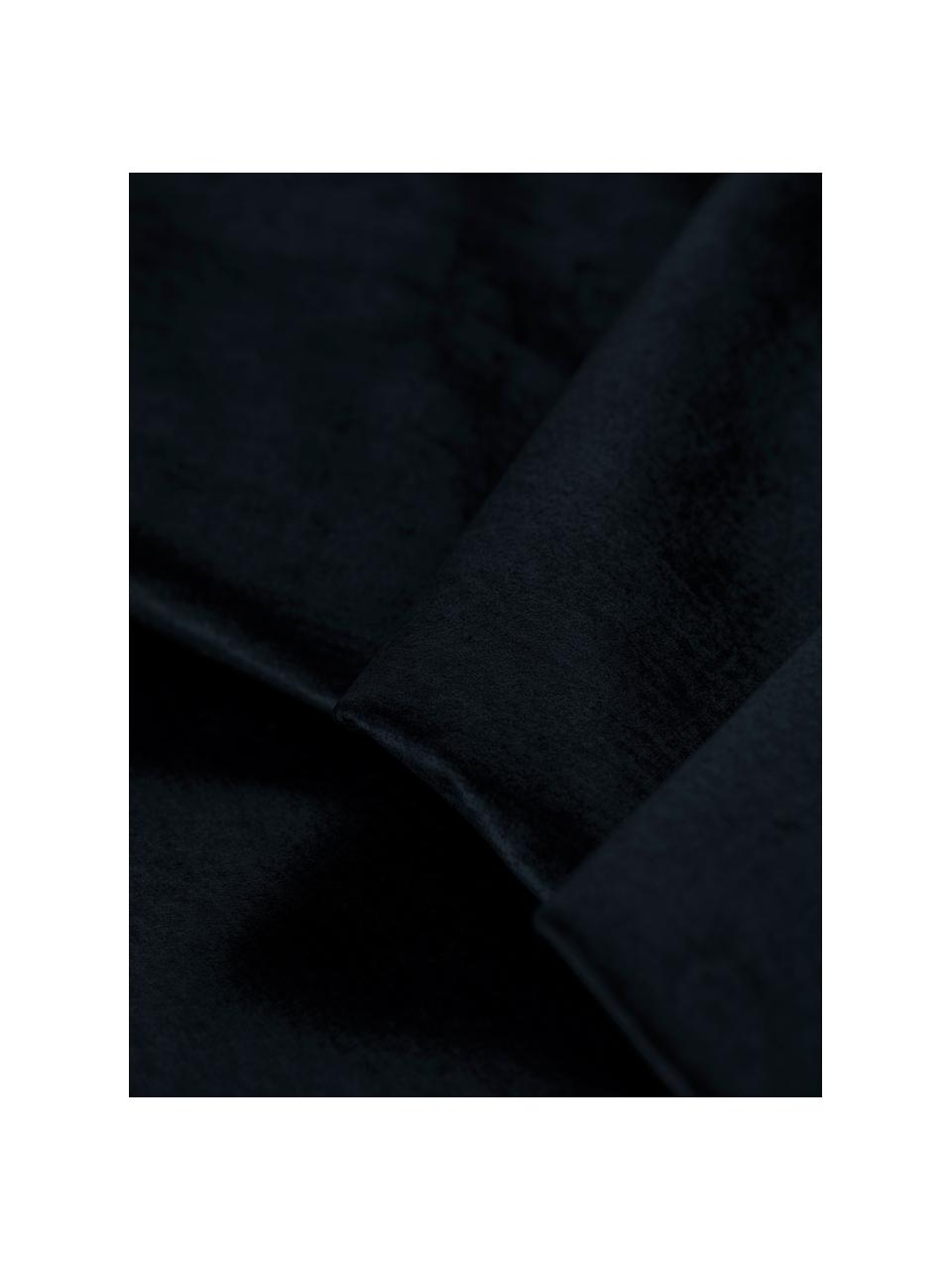 Fluwelen slaapbank Byron (3-zits) met opbergruimte, Bekleding: polyester fluweel, Frame: massief grenen, spaanplaa, Poten: gelakt metaal, Fluweel donkerblauw, zwart, B 250 x D 105 cm