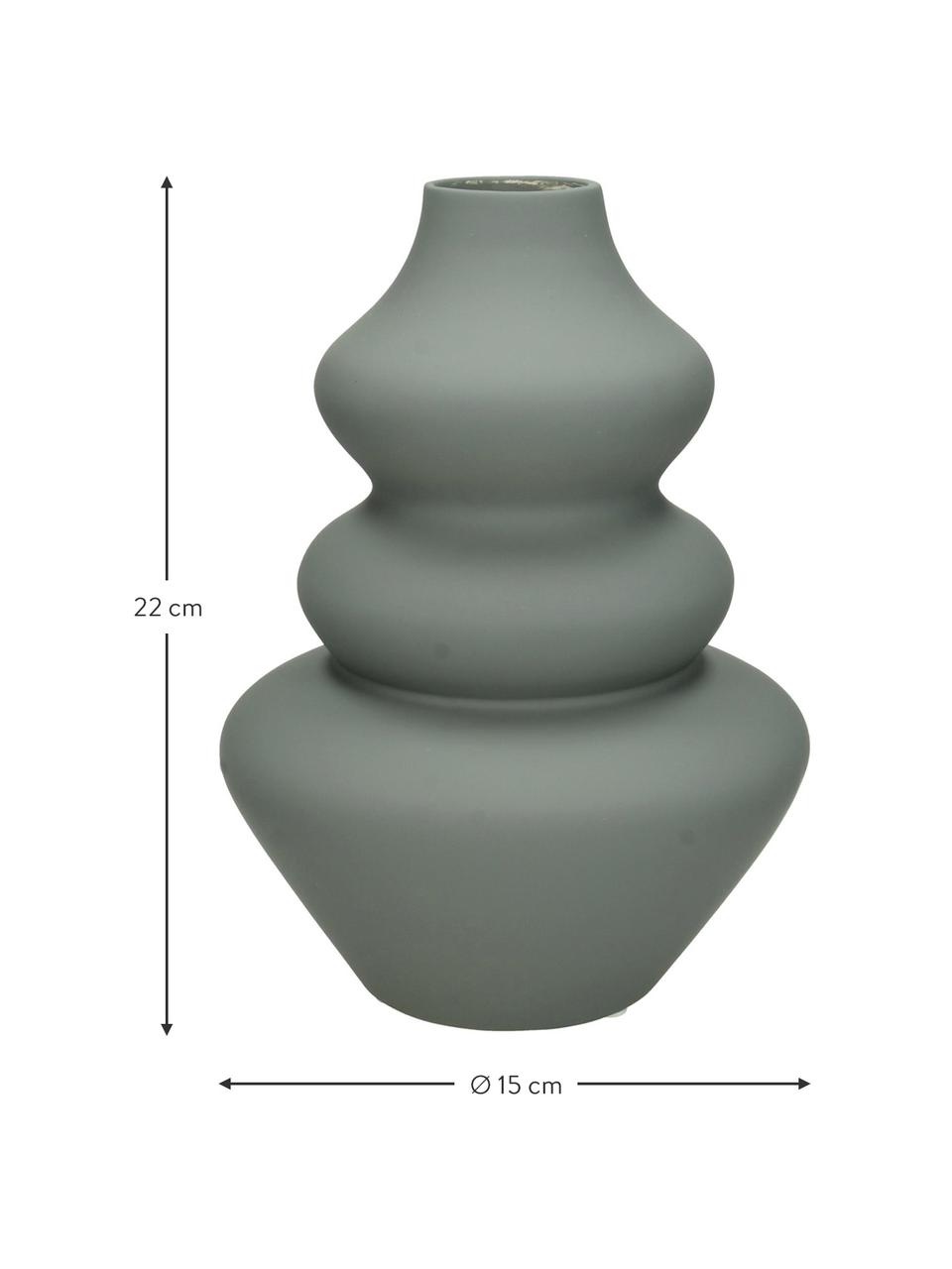 Steingut-Vase Thena in Grau, Steingut, Grau, Ø 15 x H 22 cm