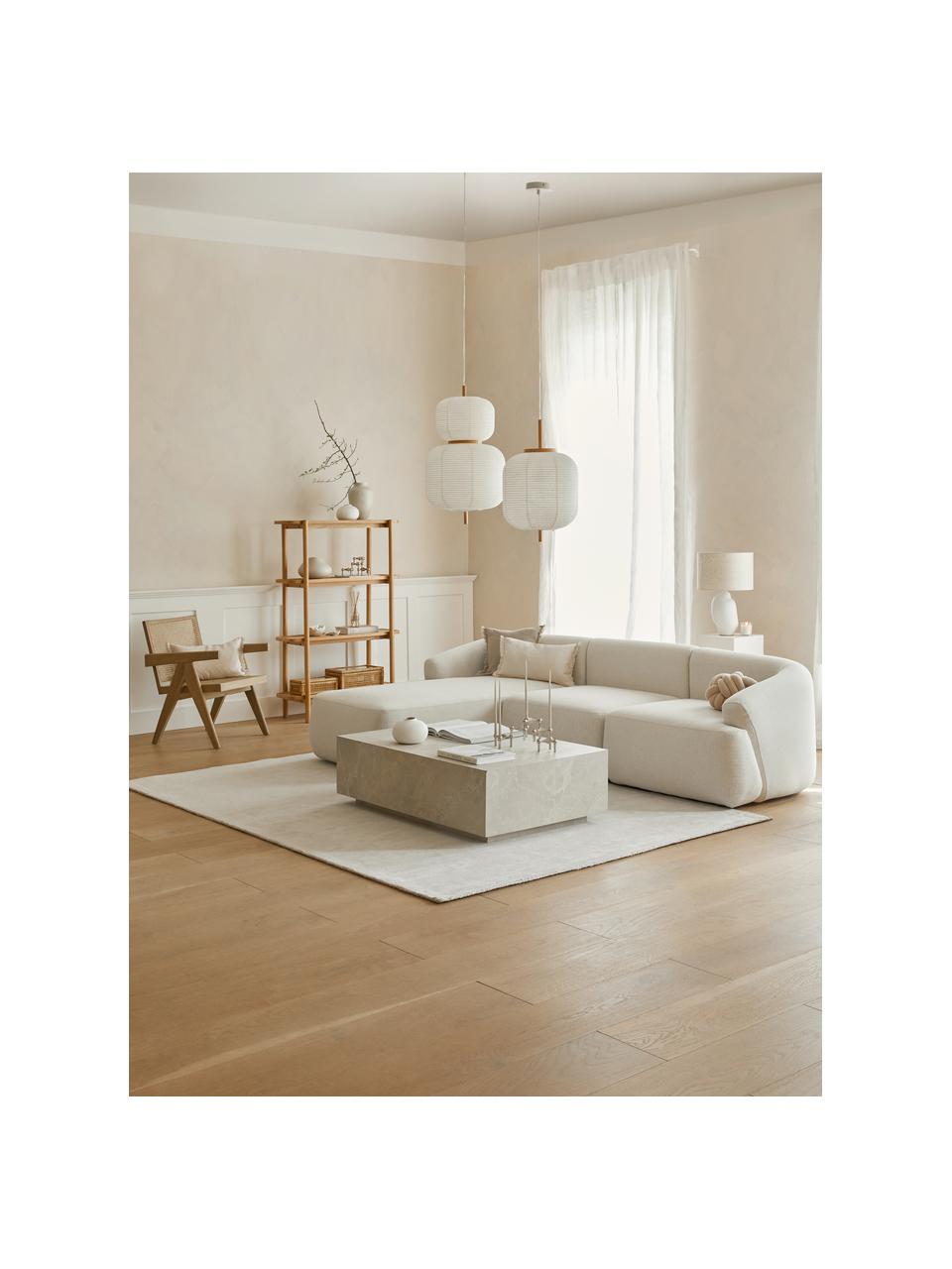 Divano angolare componibile Sofia, Rivestimento: 100% polipropilene Con 23, Struttura: legno di pino massiccio, , Piedini: plastica, Tessuto bianco crema, Larg. 278 x Prof. 174 cm, chaise-longue a sinistra