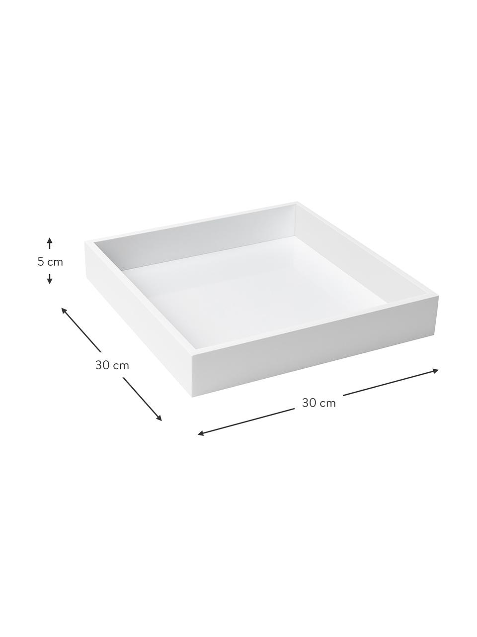 Bandeja brillante Hayley, Bandeja: tablero de fibras de dens, Reverso: terciopelo, Blanco, An 30 x F 30 cm