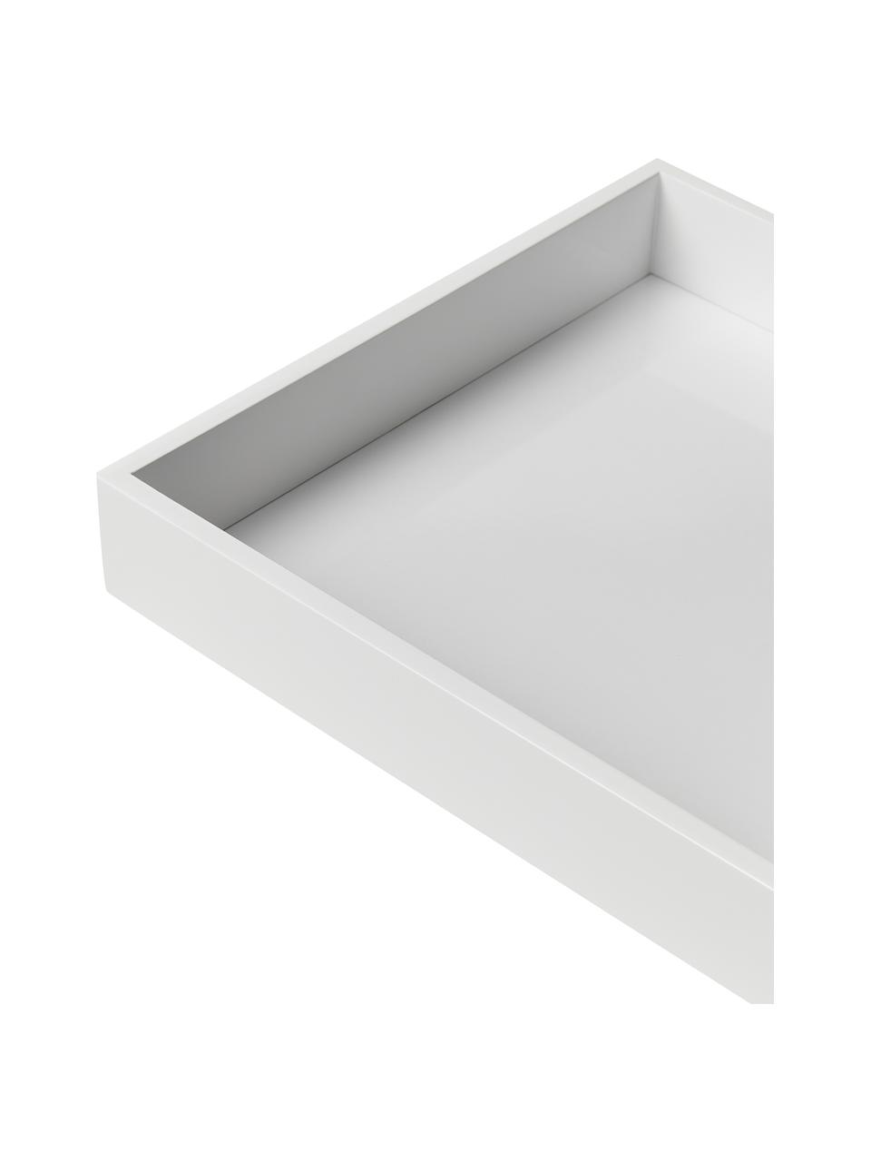 Hoogglans dienblad Hayley in wit, Dienblad: MDF, vijflagig gelakt, Onderzijde: fluweel, Wit, B 30 x D 30 cm