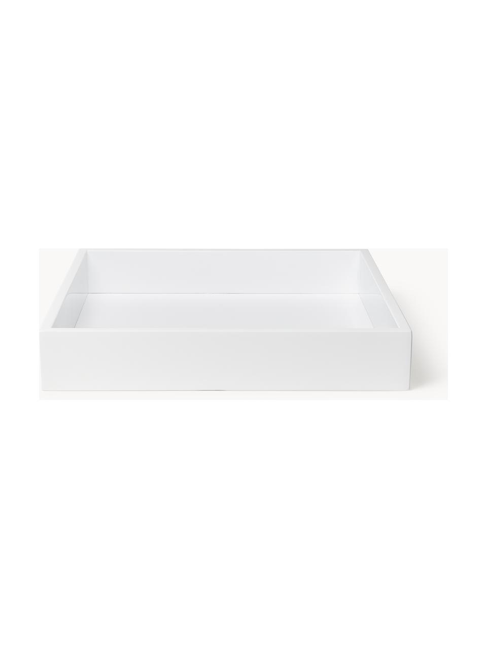 Hochglanz-Tablett Hayley, B 30 cm, Tablett: Mitteldichte Holzfaserpla, Unterseite: Samtbezug Dieses Produkt , Weiss, B 30 x T 30 cm