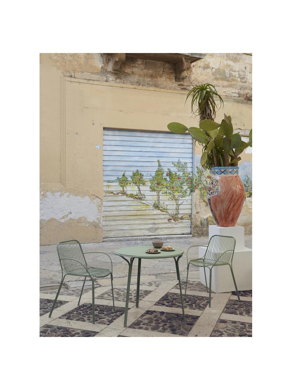 Sedia con braccioli da giardino Hiray, Acciaio zincato, verniciato, Verde salvia, Larg. 46 x Prof. 55 cm