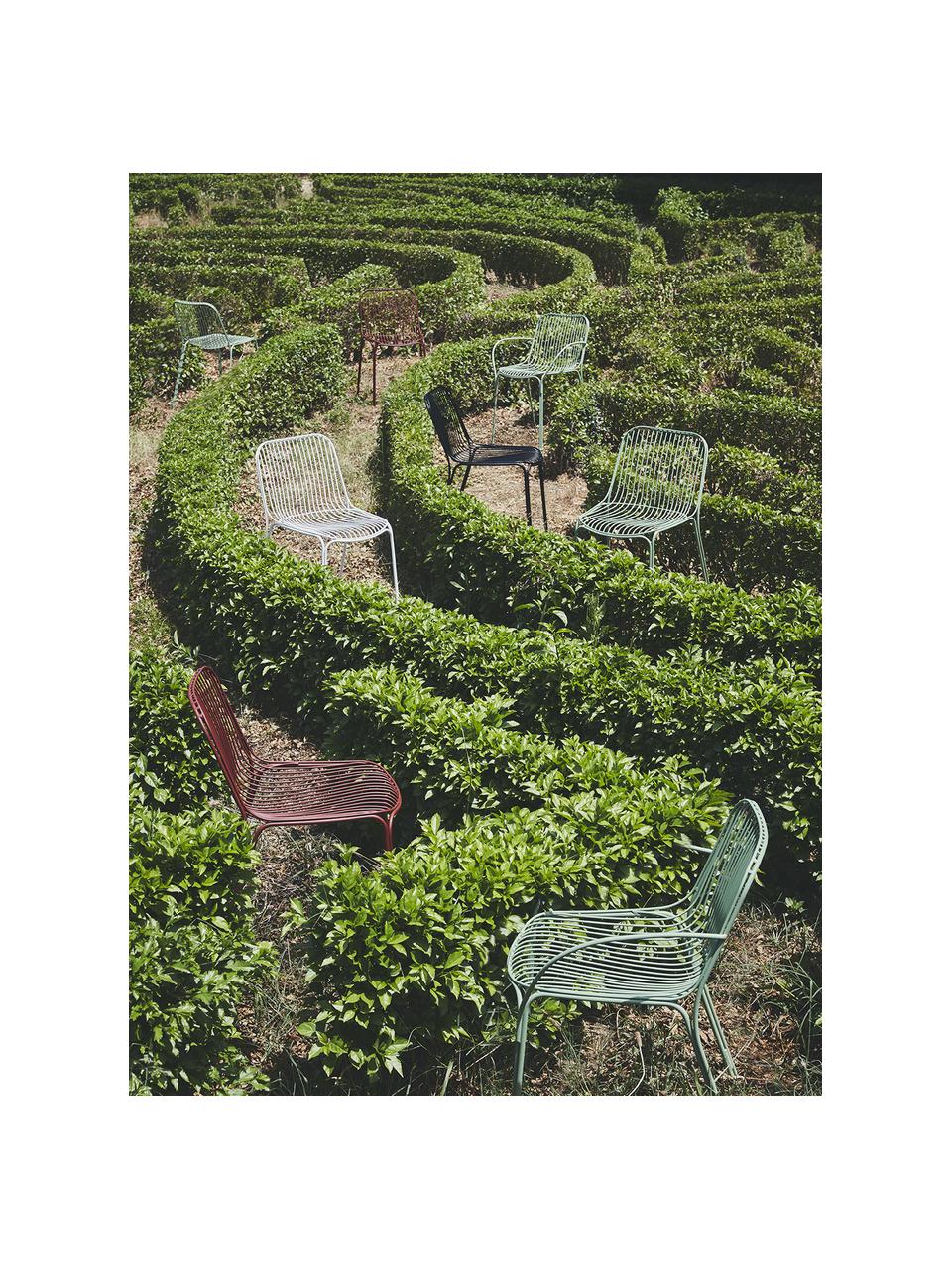 Chaise de jardin à accoudoirs Hiray, Acier galvanisé, laqué, Vert sauge, larg. 46 x prof. 55 cm