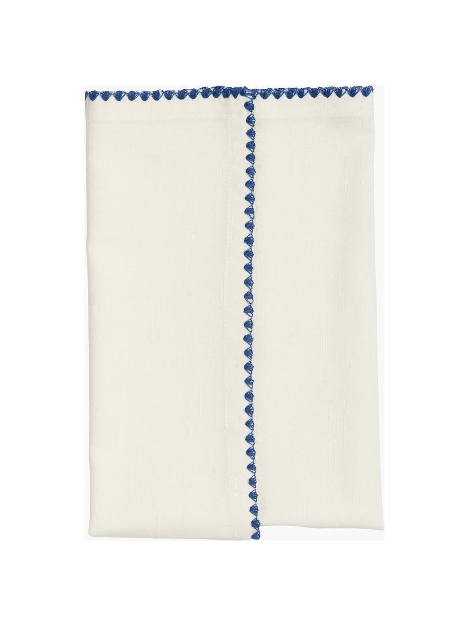 Handgefertigte Weihnachts-Stoffservietten Zigzag, 4er-Set, 100 % Baumwolle, Off White, Bunt, B 45 x L 45 cm