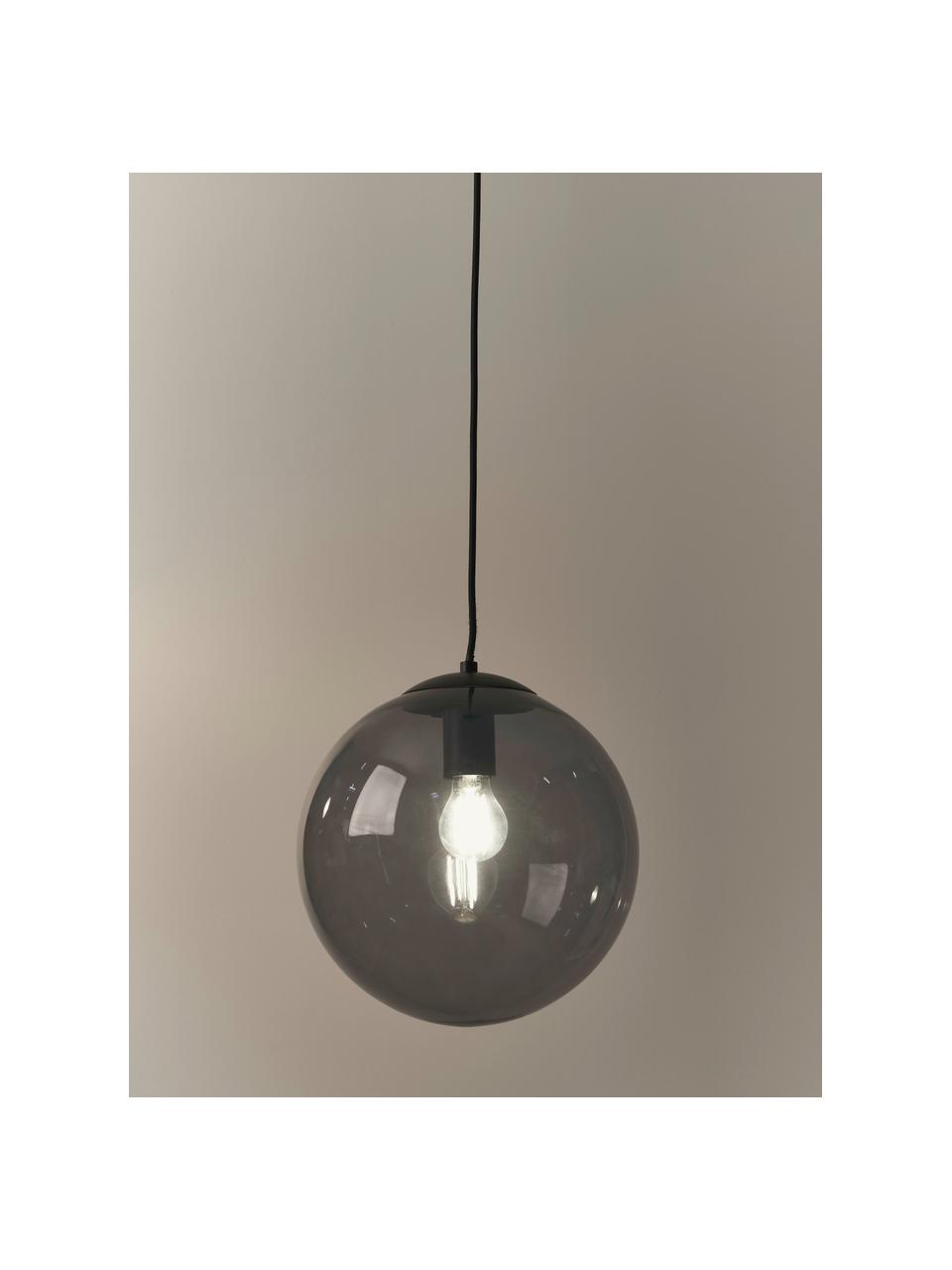 Guľatá závesná lampa zo skla Beth, Sivá, čierna, Ø 30 cm